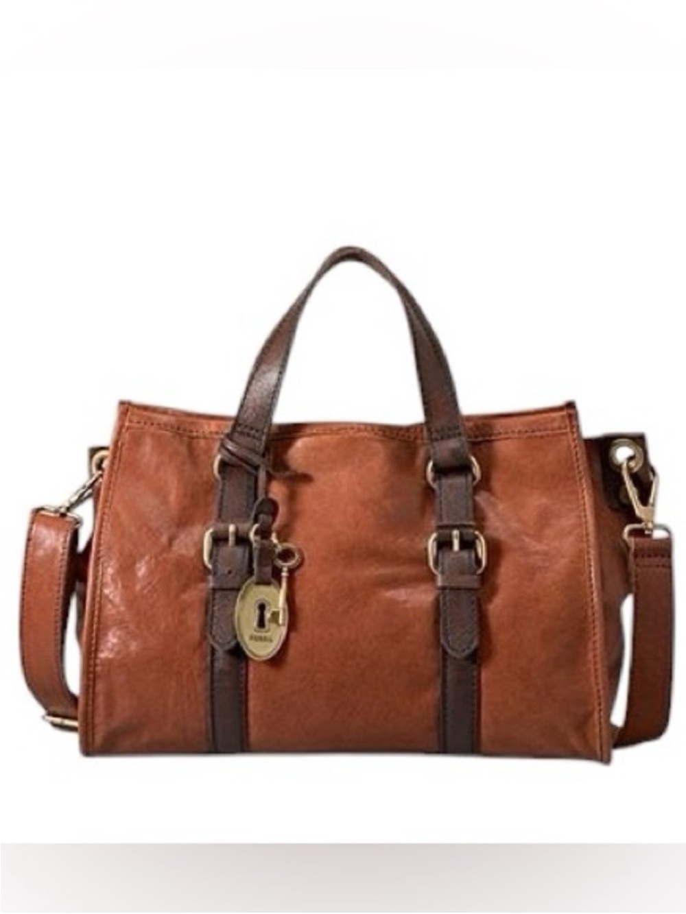 RARE Fossil Emory Satchel Vintage 90s Leather Bag June2011 ZB4870